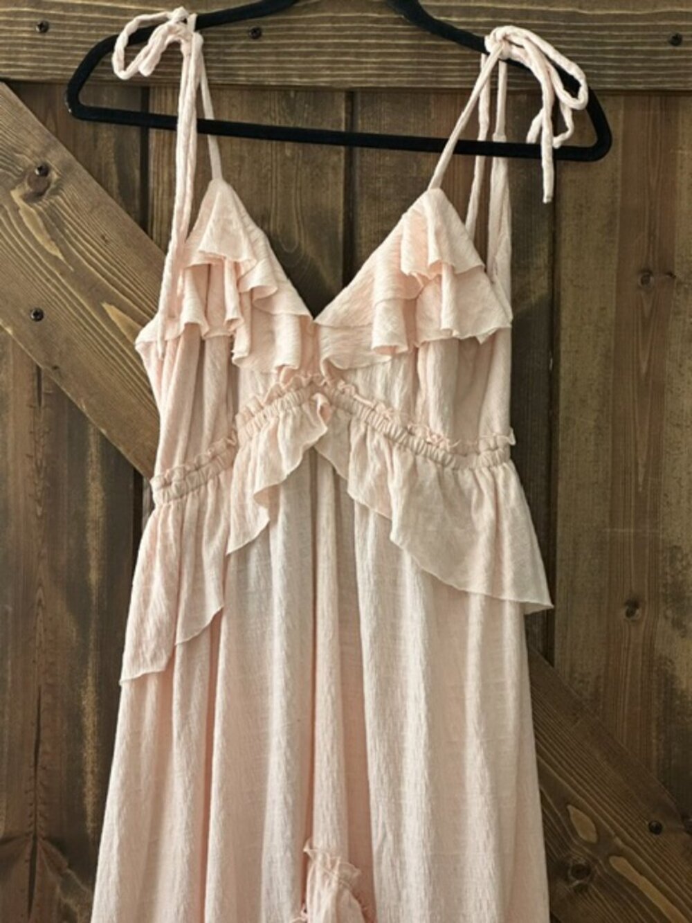 Free People Beach | Santa Luz Maxi Dress Ruffle Halter Open Back Pink XL - Picture 5 of 14